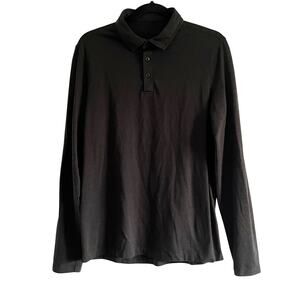 Lululemon Men’s Black Long Sleeve Polo Cotton Blend Size Small EUC